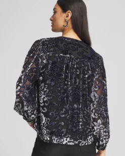 Flash Sale Velvet Blouson Sleeve Blouse Tops | Blouses & Shirts