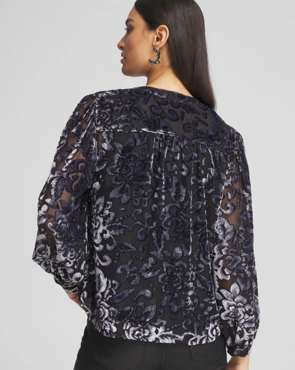 Flash Sale Velvet Blouson Sleeve Blouse Tops | Blouses & Shirts