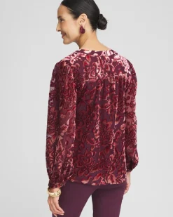 Hot Velvet Blouson Sleeve Blouse Tops | Blouses & Shirts