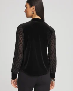 Discount Velvet V-neck Long Sleeve Top Tops | Tees
