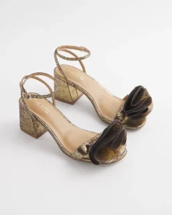 Outlet Venus Foiled Reptile Print Block Heels Shoes