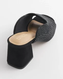 Fashion Violet Bejeweled Microsuede Mules Shoes
