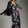 Discount V-neck 3/4 Sleeve Floral Maxi Dress Dresses
