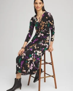 Discount V-neck 3/4 Sleeve Floral Maxi Dress Dresses