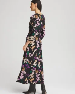 Discount V-neck 3/4 Sleeve Floral Maxi Dress Dresses