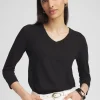 Store V-neck 3/4 Sleeve Tee Tops