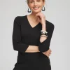 Clearance V-neck Button Detail Tunic Tops