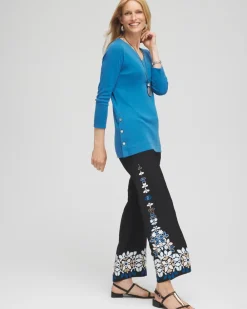 Clearance V-neck Button Detail Tunic Tops
