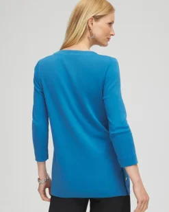 Clearance V-neck Button Detail Tunic Tops