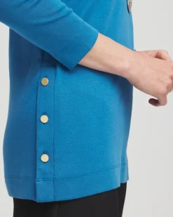 Clearance V-neck Button Detail Tunic Tops