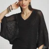 Fashion V-neck Sequin Knit Poncho Tops