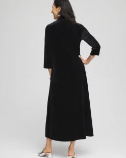 Shop V-Neck Velour Midi Dress Dresses