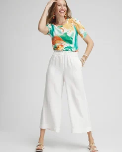 New Watercolor Gathered Elbow Sleeve Tee Tops