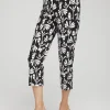 Hot Wide Waistband Leaf Print Capris Pants
