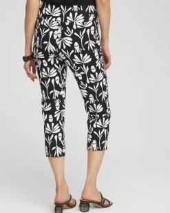 Hot Wide Waistband Leaf Print Capris Pants