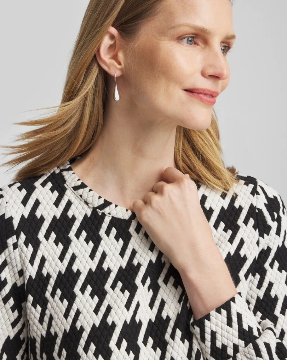 Hot Zenergy® Houndstooth Long-Sleeve Top Tops