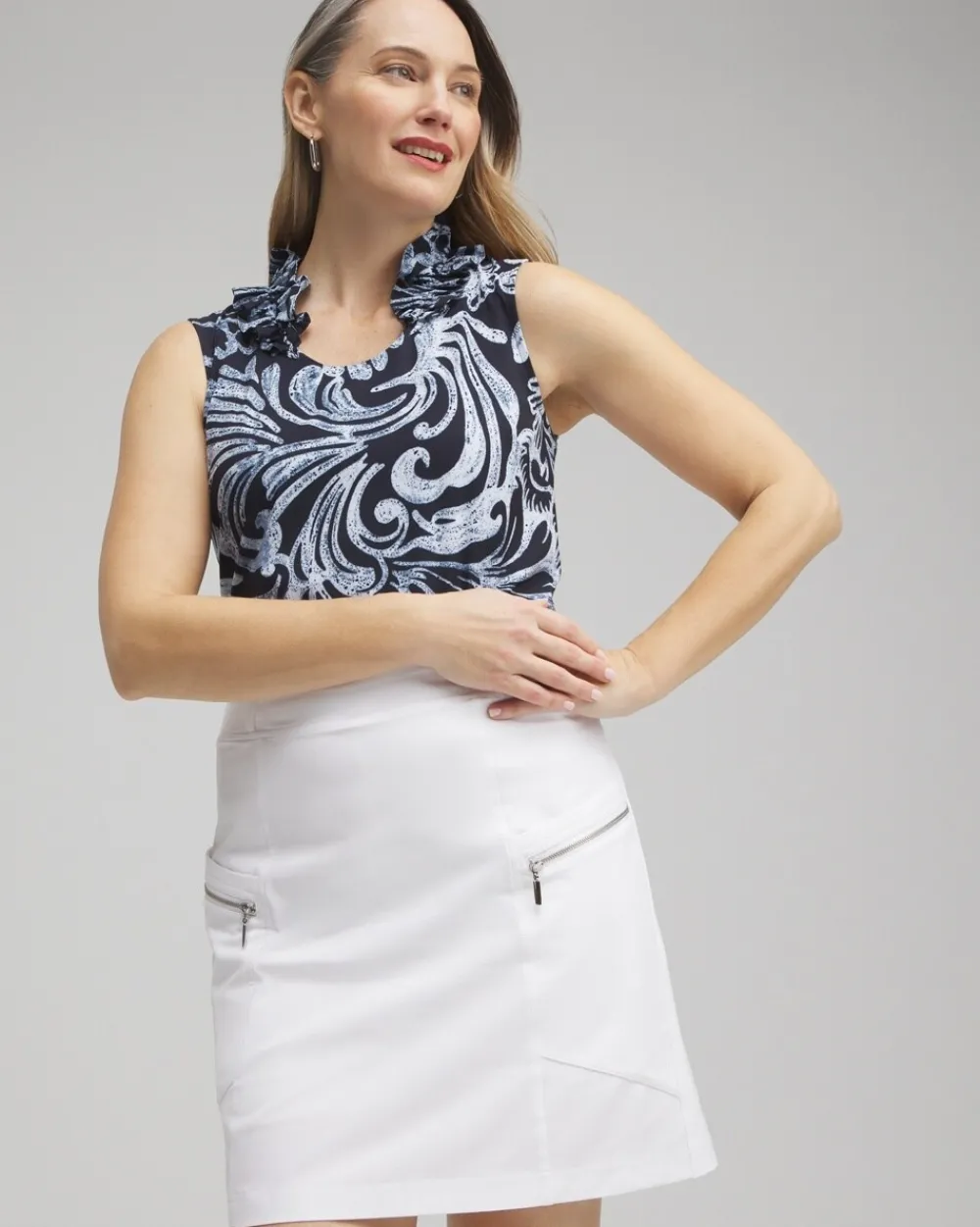 New Zenergy® Neema Paisley Ruffle Tank Tops