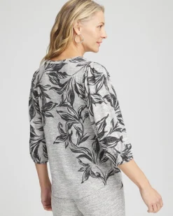 Flash Sale Zenergy® Soft Essentials Floral 3/4 Sleeve Top Tops