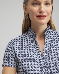 Sale Zenergy® UPF Cane Ruffle Neck Polo Tops