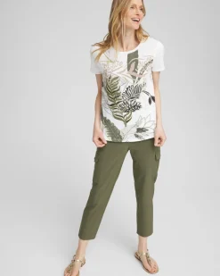 New Zenergy® UPF Embroidered Leaves Tee Tops