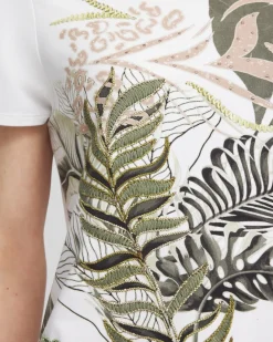 New Zenergy® UPF Embroidered Leaves Tee Tops