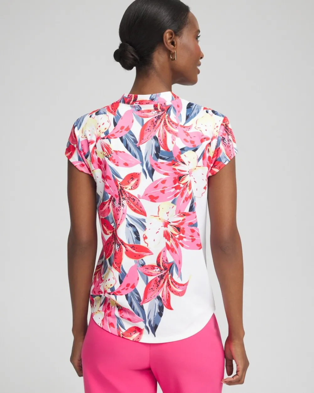 Sale Zenergy® UPF Floral Cap Sleeve Polo Tops