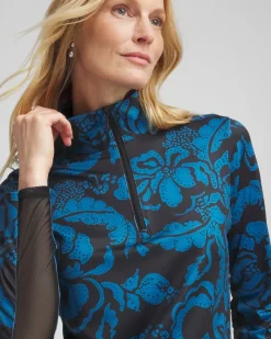Online Zenergy® UPF Floral Mesh Inset Top Tops