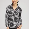 Fashion Zenergy® UPF Houndstooth Mock Neck Golf Top Tops | Activewear