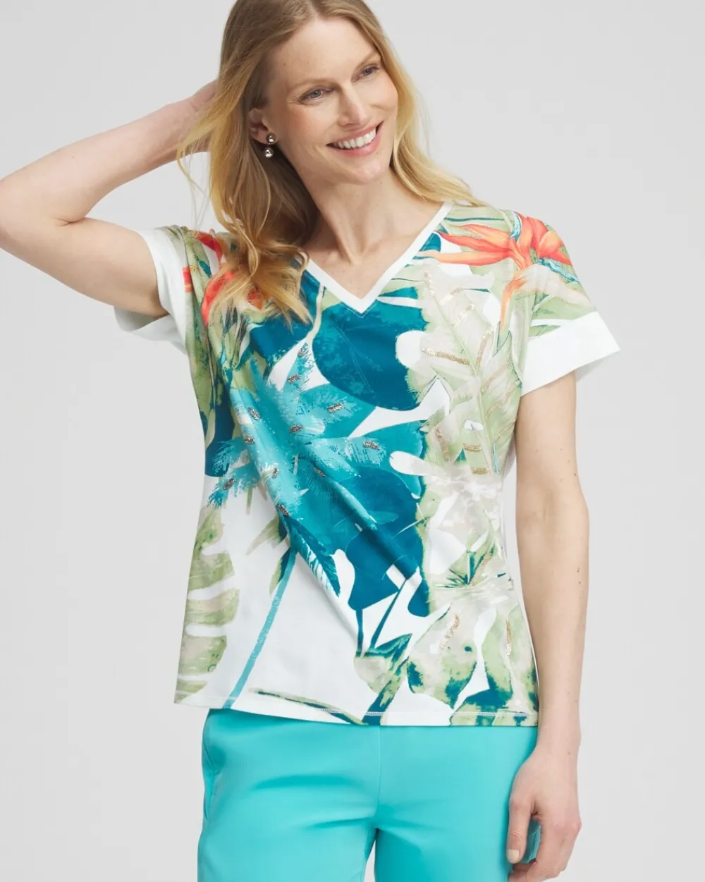 Store Zenergy® UPF Palms Tee Tops