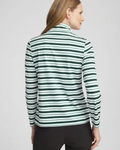 New Zenergy® UPF Striped Mock Neck Golf Top Tops