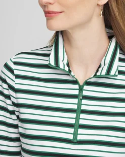New Zenergy® UPF Striped Mock Neck Golf Top Tops