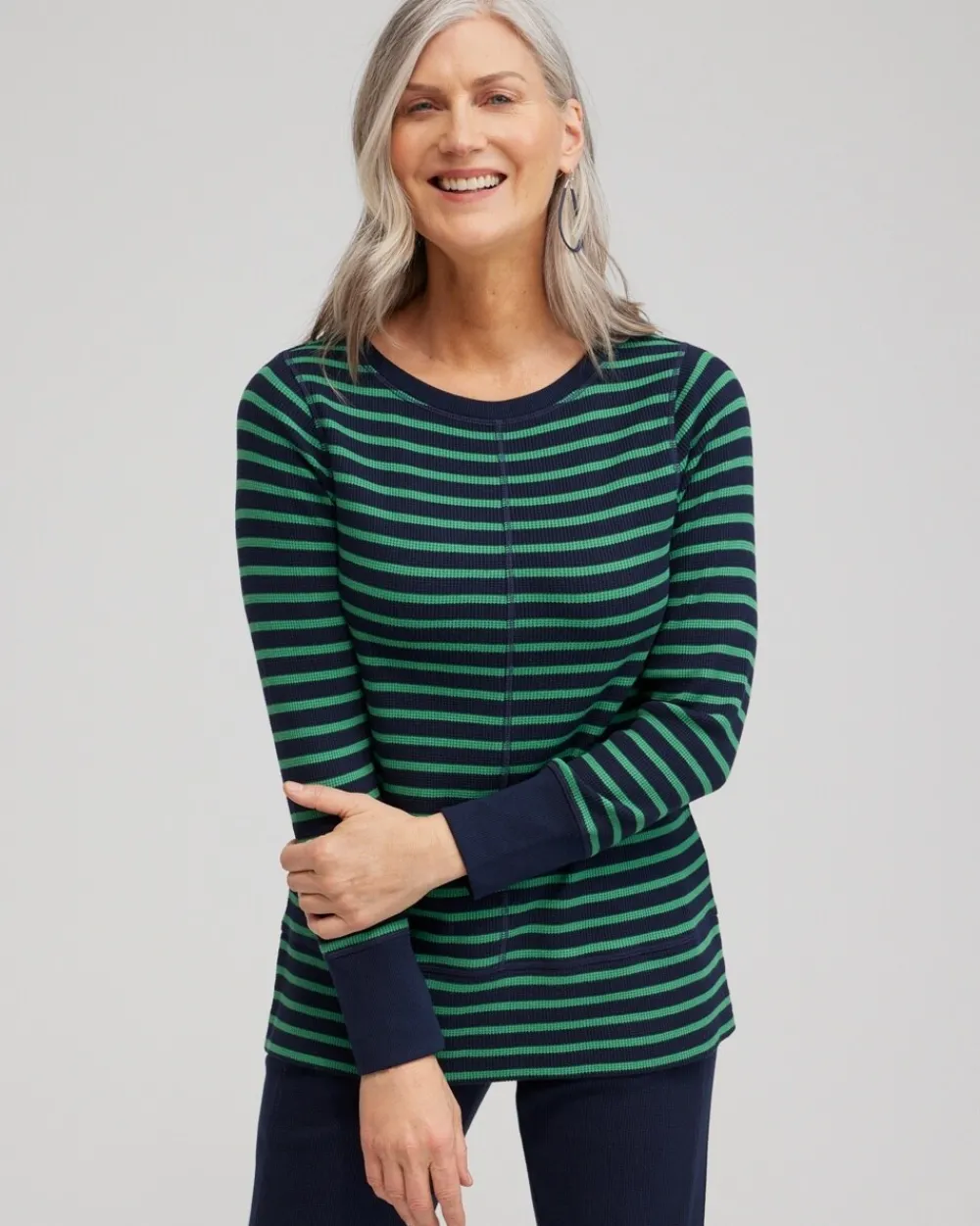 Clearance Zenergy® Waffle Knit Stripe Top Tops