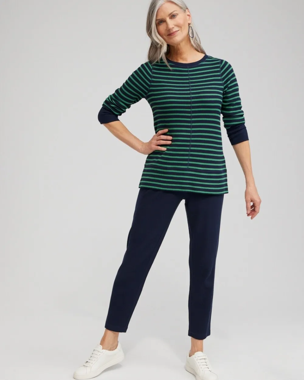 Clearance Zenergy® Waffle Knit Stripe Top Tops